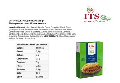 GITS - BIRYANI VEGETARIANO DI VERDURE 265 gr
